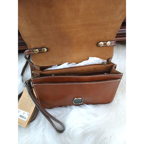 NWT Patricia Nash the Heritage Collection Cognac Leather Mini Messenger Bag - Picture 8 of 12